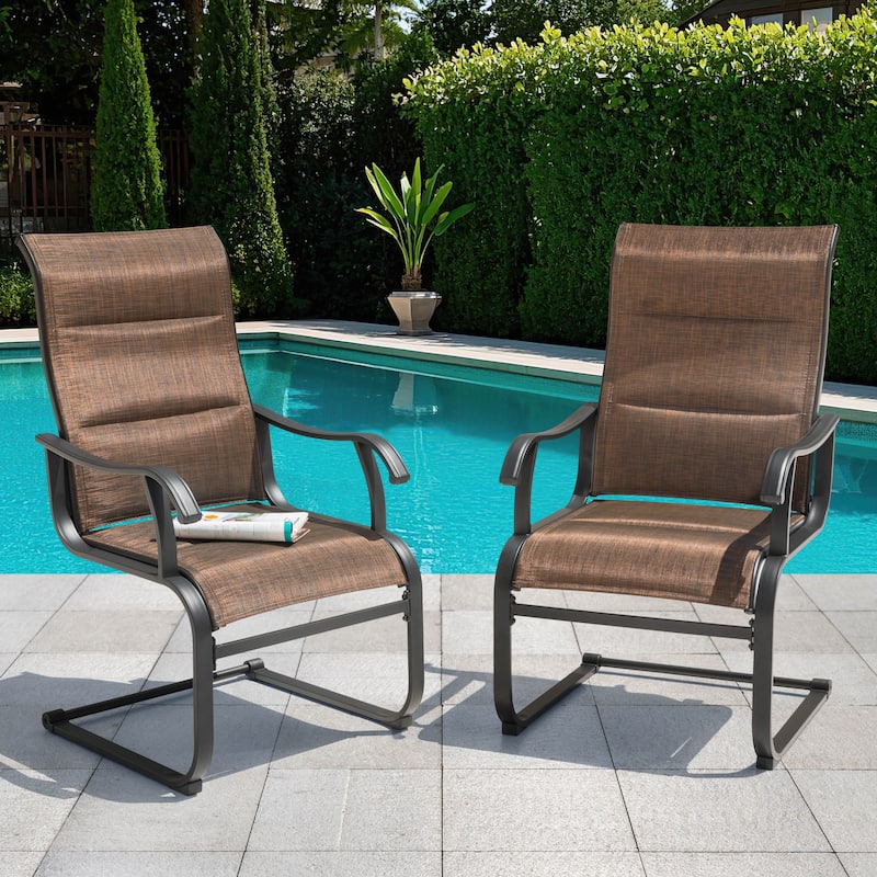 Outdoor Patio Dining Chairs, Breathable Textilene, Iron Frame