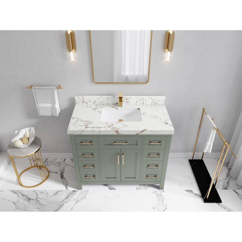 Willow Collections 42 in. W x 22 in. D Cambridge Single Sink Bathroom Vanity with Countertop - 2"Viola Gold - Evergreen