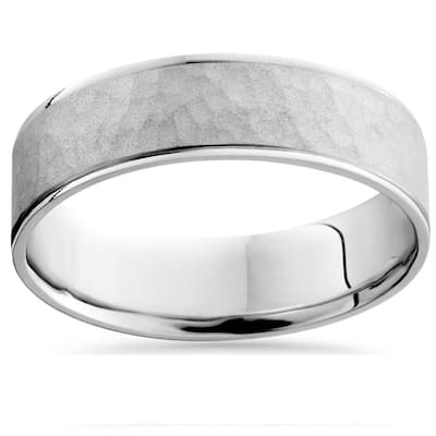 Mens Argentium Silver Brushed Wedding Band