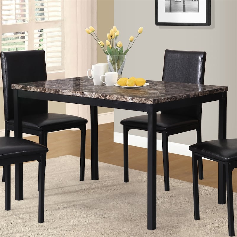 Metal Dining Table with Laminated Faux Marble Top