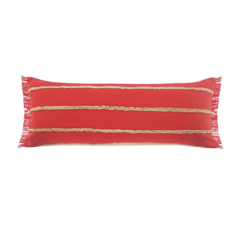 HomeRoots 14" X 36" Red And Tan 100% Cotton Zippered Pillow