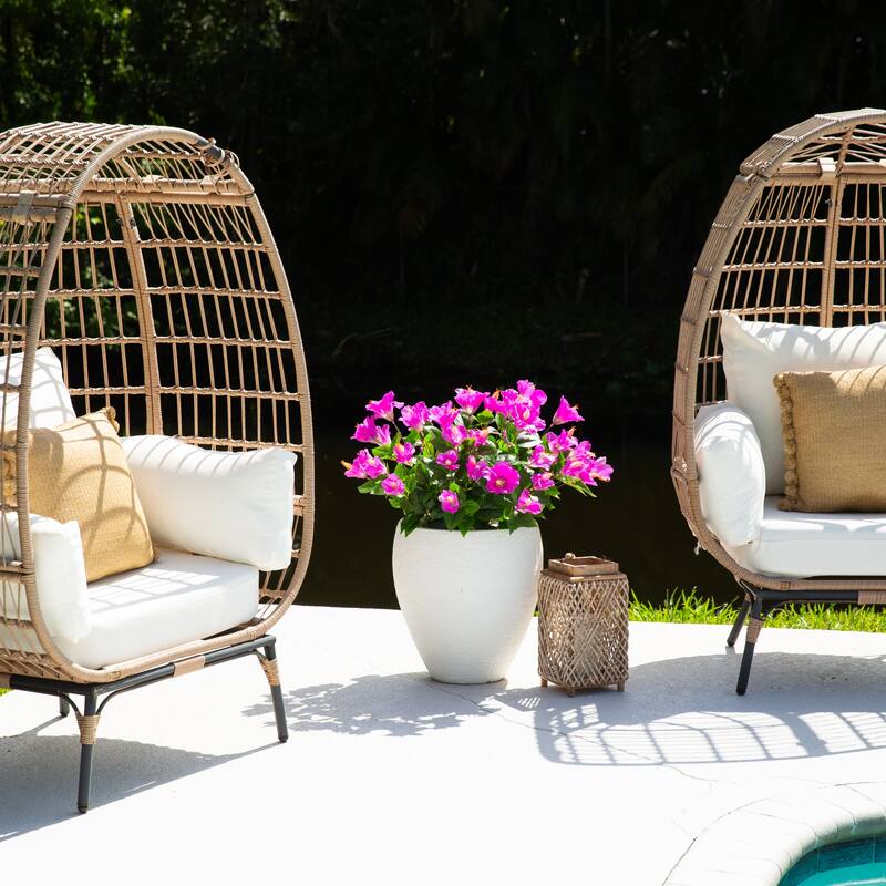 19-in UV Resistant Artificial Hibiscus Bush - Set of 3