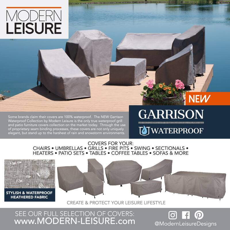 Modern Leisure Garrison Patio Deep Chair Cover, 35" W x 38" D x 31" H, Gray
