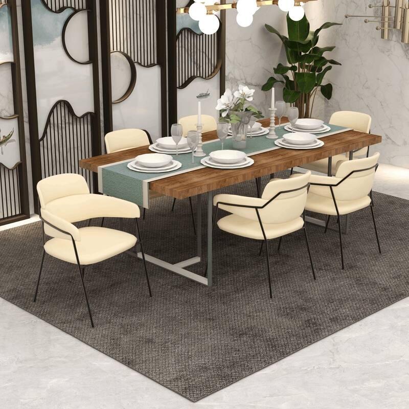 LeisureMod Set of 4 Axis Upholstered Dining Chairs with Curved Backrest, Contemporary Accent Side Chair for Home Office Bedroom