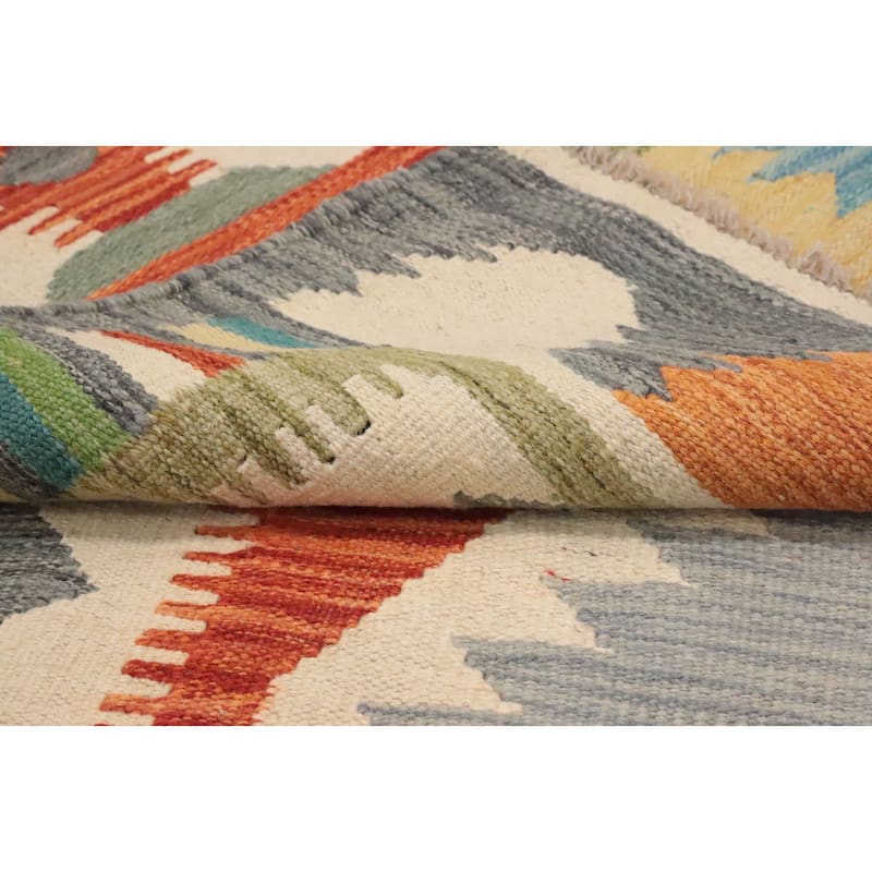 Hand Woven Oriental 100% Wool Carpet Southwestern Tribal Oranges & Rust Kilim Area Rug - 9' 8'' X 6' 5''