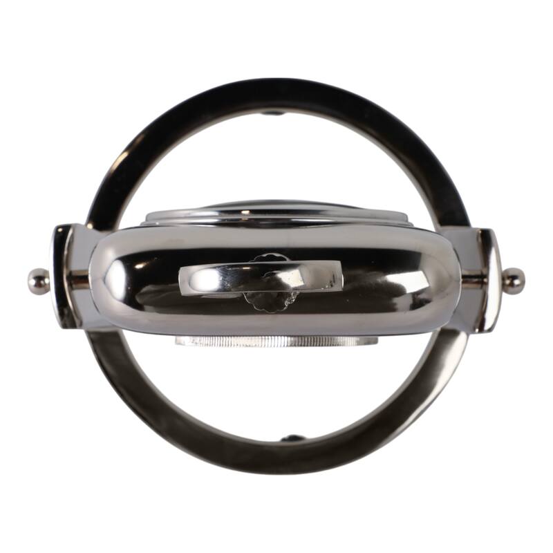 Metal Glass Desk Clock with Roman Numerals and Curved Frame Design - 7" x 7" x 9"