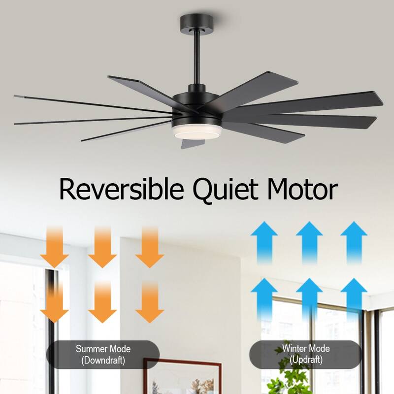 WINGBO 65/72 inch DC Motor Indoor Ceiling Fan with Light & Remote...