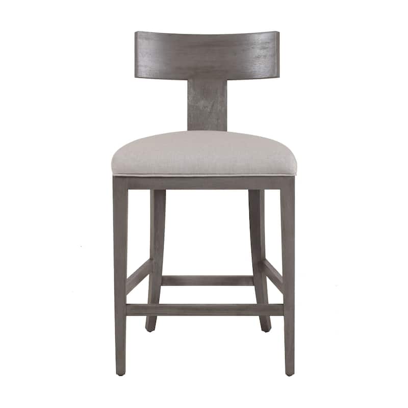 Modrest Fabien Mid-Century Modern Beige Linen & Grey Wash Counter Chair