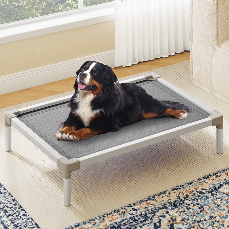 Moasis Textilene Dog Bed, with Aluminum Frame - Medium - Grey