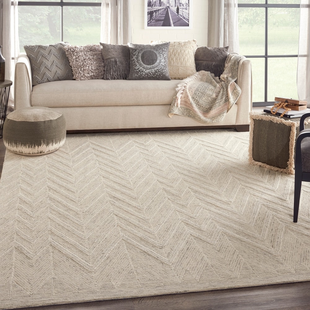 Nourison Linked Chic Modern Tufted Chevron Easy Care Area Rug