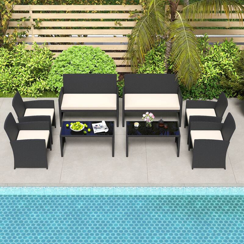 Costway 4 PCS Patio Conversation Set with Seat Cushions & Tempered - See Details