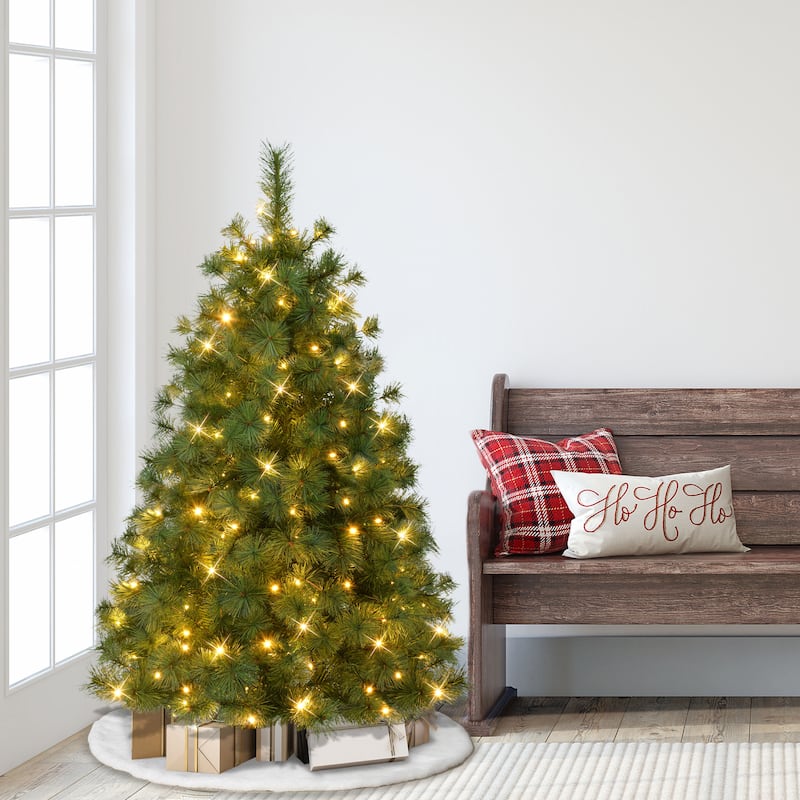 Puleo International 4.5' Pre-Lit Artificial Colorado Pine Christmas Tree with 150 Dual Function LED Lights