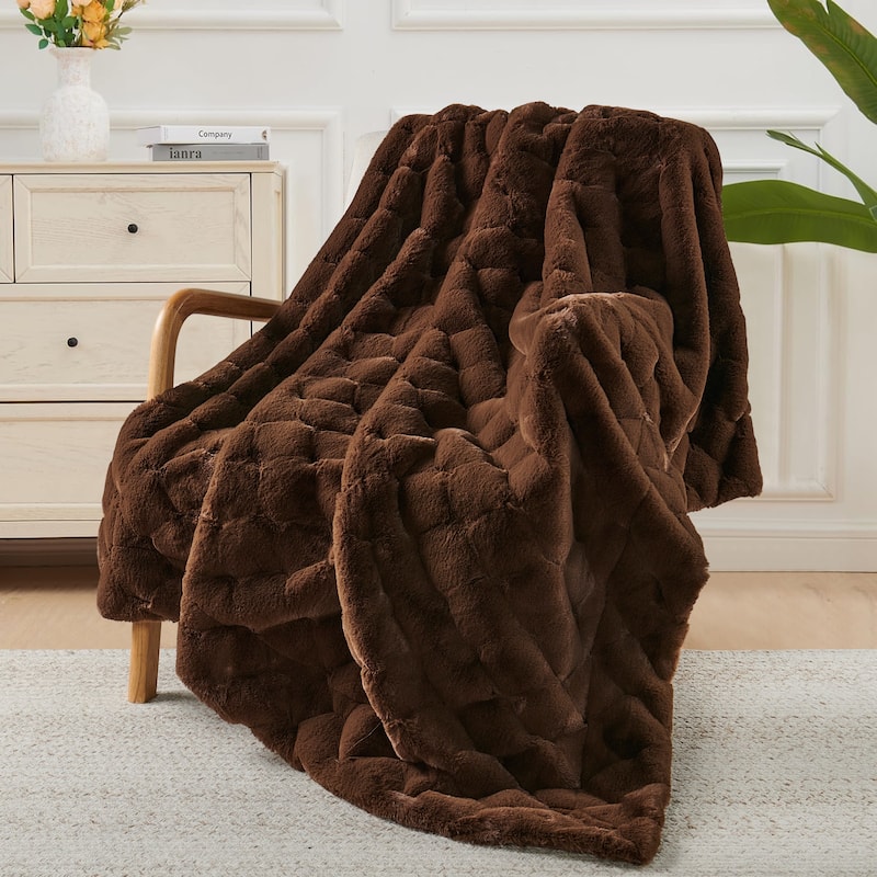 Christmas jacquard imitativerabbit fauxfur throw 50"x60"