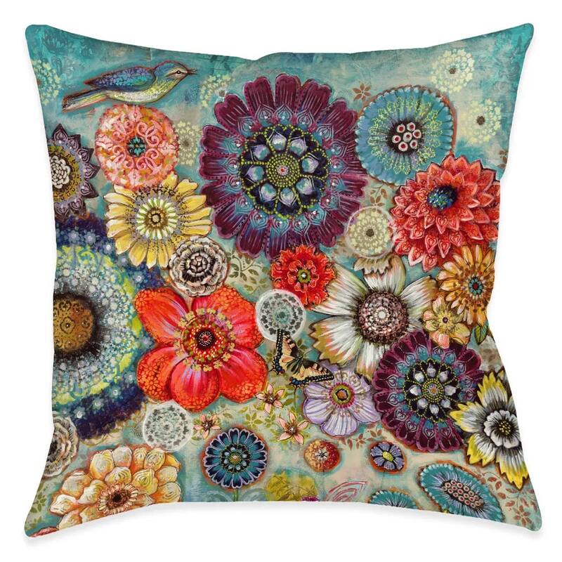 Laural Home Blue Bird Boho Indoor Decorative Pillow
