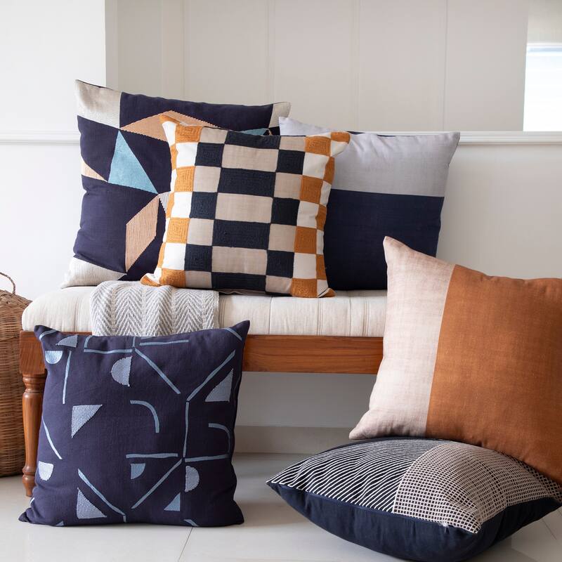 Sevita Contemporary Checkered Hand-Woven Indoor Throw Pillow