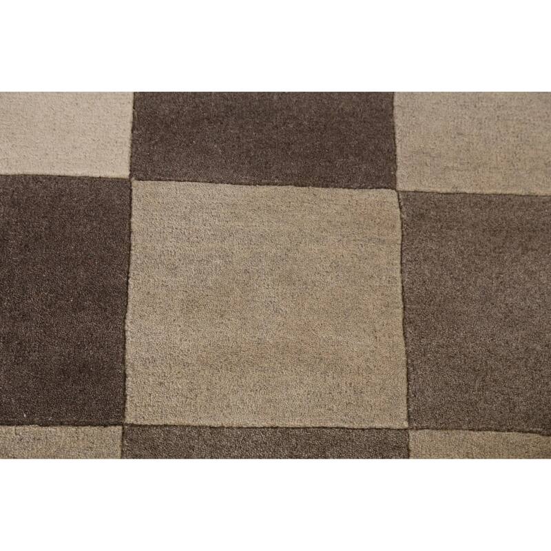 Checkered Gabbeh Indian Area Rug Handmade Wool Carpet - 5'3" x 7'7"