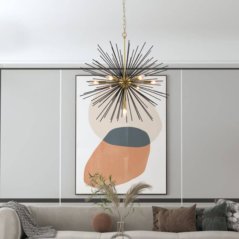 Maxax 7-Light Sputnik Sphere Chandelier with Wrought Iron Accents
