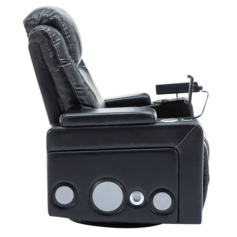 270° Swivel PU Power Recliner with Surround Sound, Removable Tray Table and Built-in USB Port
