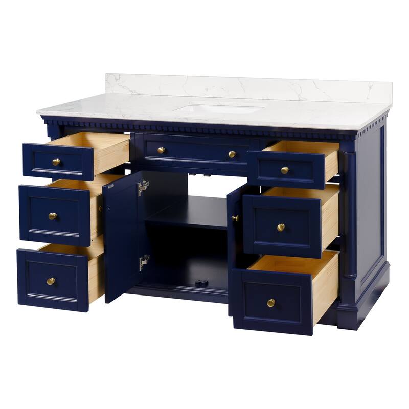 KitchenBathCollection Sydney 60" Single Bathroom Vanity with Engineered Marble Top