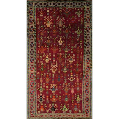 Hand Knotted Oriental 100% Wool Carpet Traditional Tribal Red Shiraz Area Rug - 10' 0'' X 5' 1''