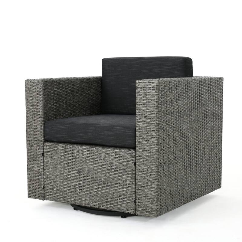 Puerta Mp1 Swivel Patio Chair With Cushions (Excluding the table) - Black+ Gray