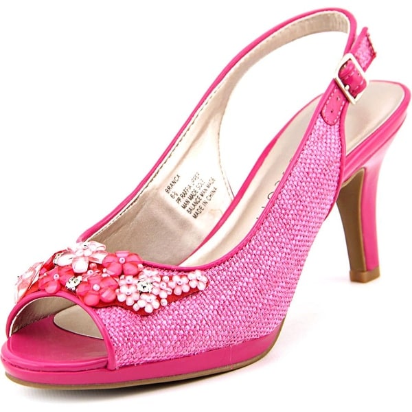 Karen Scott Branca Women Peep-Toe Canvas Pink Slingback Heel