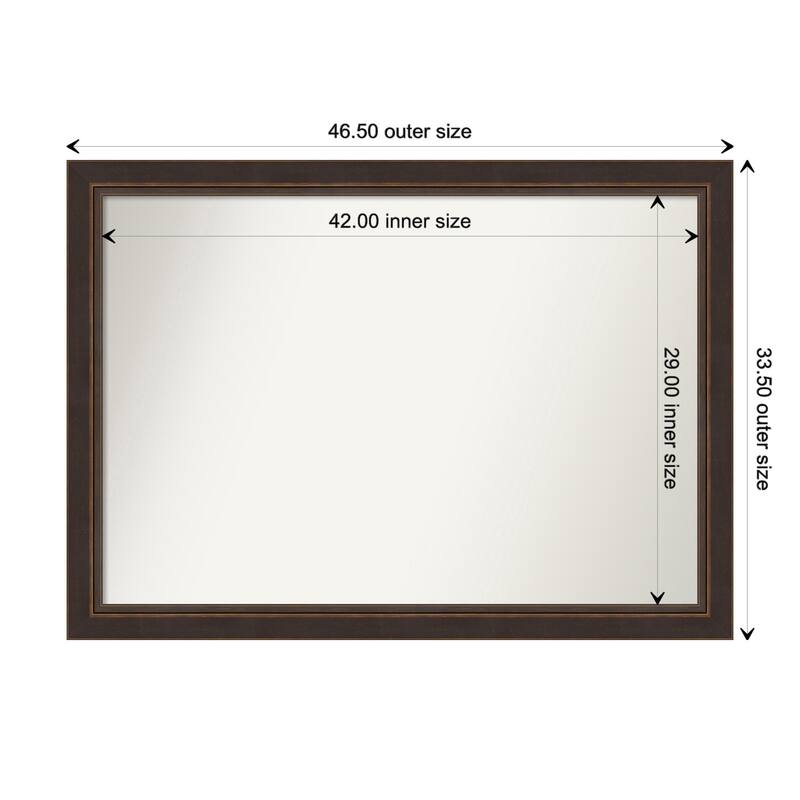 Lara Bronze Framed Non-Beveled Custom Wall Mirror, Bathroom Vanity Mirror - Outer Size: 46.5 x 33.5