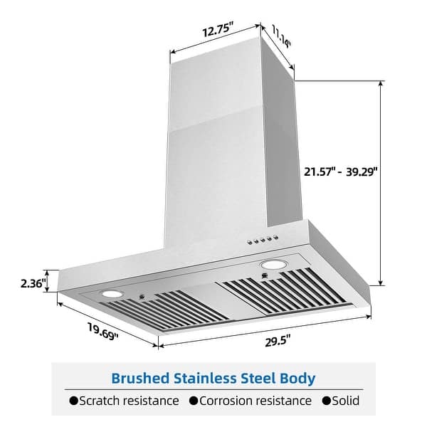 Winflo 30 in. Convertible Glass Wall Mount Range Hood in Stainless Steel with Mesh Filters and Push Button Control WR001C30 - The Home Depot Winflo 30 in. Convertible Glass Wall Mount Range Hood in Stainless Steel with Mesh Filters and Push Button Control WR001C30 - The Home Depot