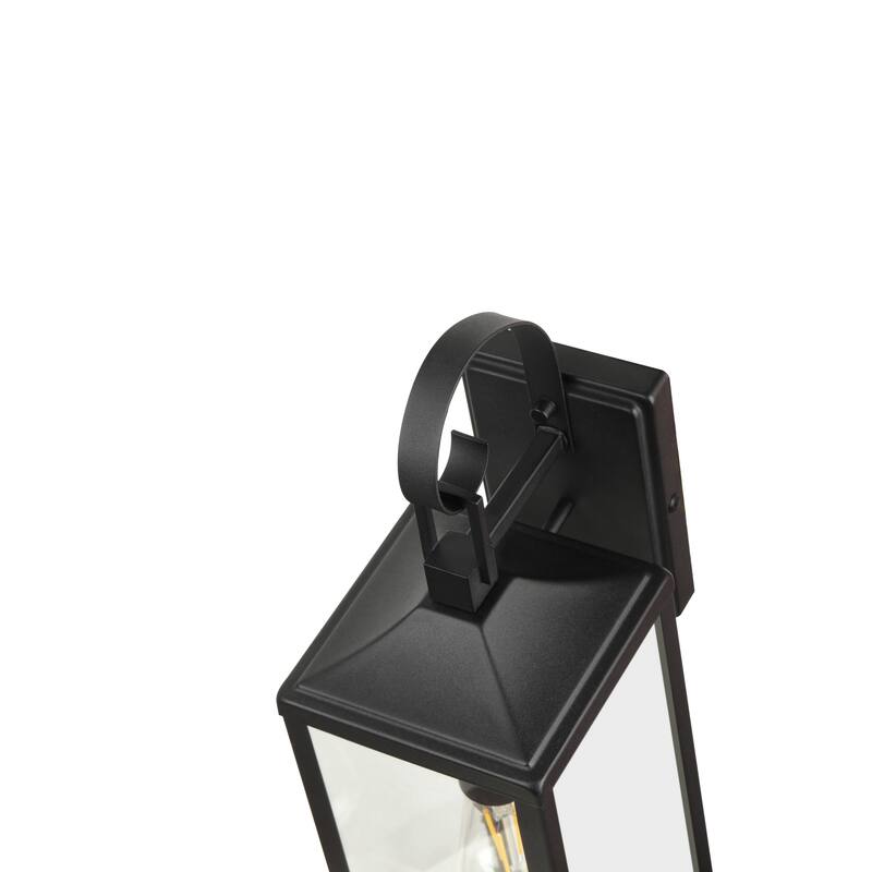 Castle 1-Light 15.81in. Outdoor Wall Light with Matte Black Finish and Clear glass shade