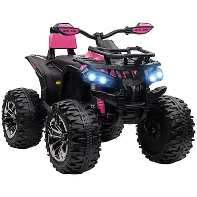Kids Electric ATV with LED Lights and MP3 Player, 39" Four-Wheeler - Pink