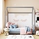 preview thumbnail 10 of 14, Full Velvet House Bed with Wood Frame & Roof