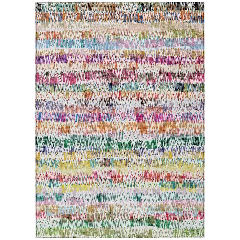 HomeRoots Striped Transitional Rectangle Outdoor Rug
