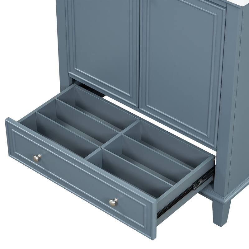 30" Bathroom Vanity without Sink, Base Only,Multi-functional Bathroom Cabinet with Doors and Drawer,Solid Frame and MDF Board