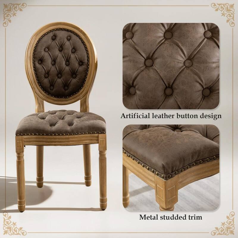 Upholstered French Style Nailhead Dining Chairs(Set of 4)