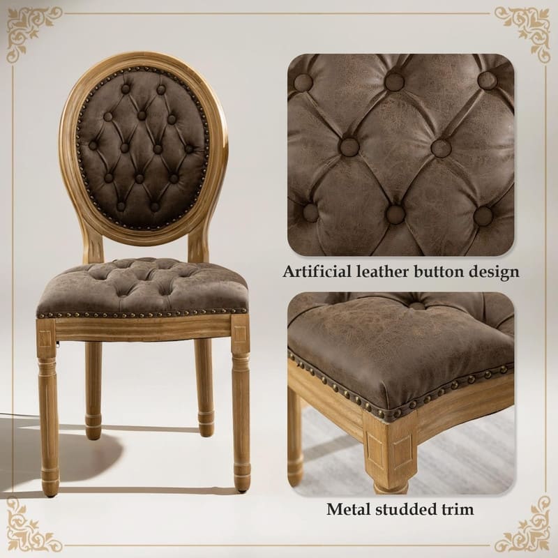 Upholstered French Style Nailhead Dining Chairs(Set of 6)