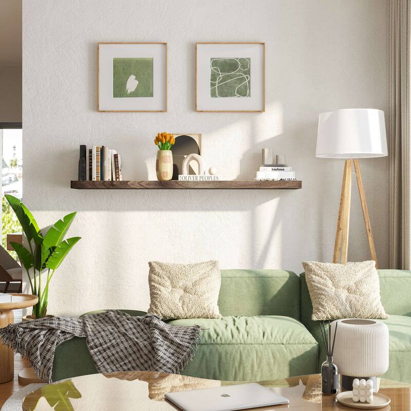 Wallniture Bois Wood Board 60" Long, 10'' Deep, 2" Thick, Hidden Bracket Shelf for Wall, Floating Bookshelf, Special Walnut, 1Pc