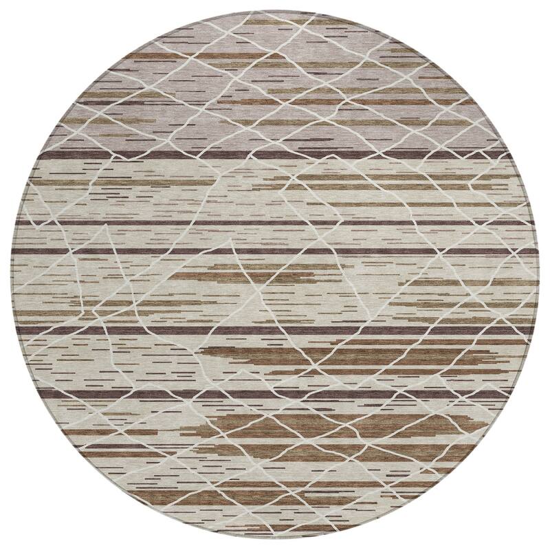 Machine Washable Indoor/ Outdoor Modern Global Chantille Rug