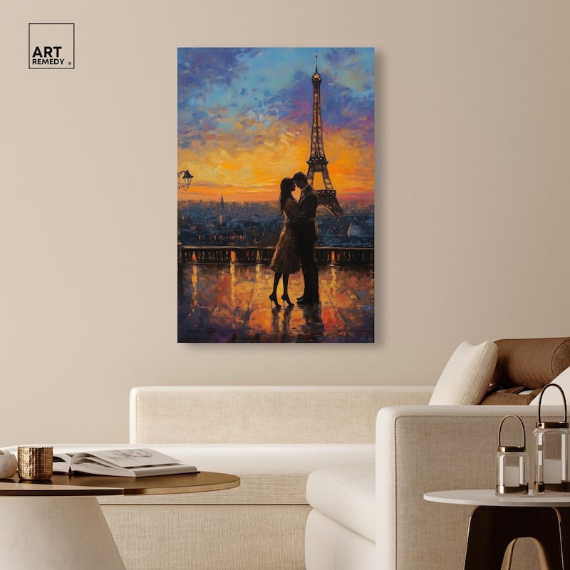 Eiffel Tower Romance Canvas by Art Remedy, Gallery Wrapped