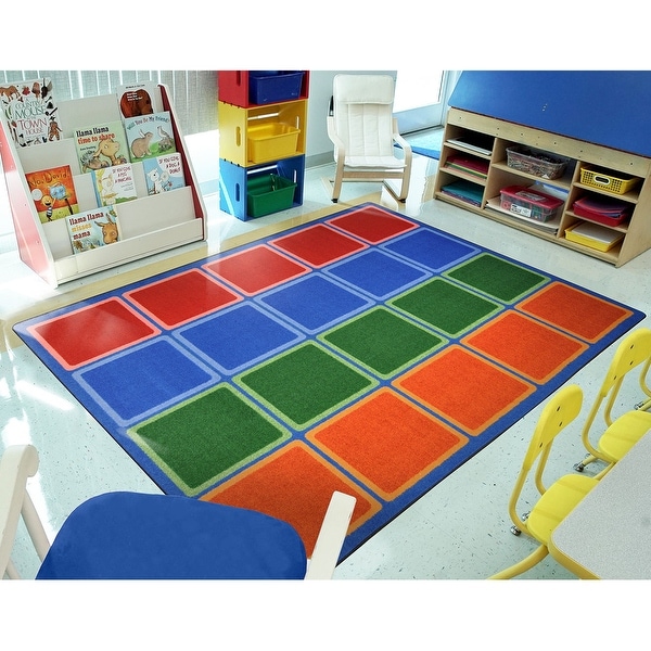 Blocks Abound Primary Educational Nylon Area Rug