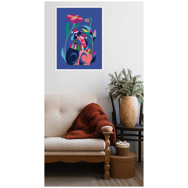 Kate and Laurel Framed Canvas Christmas Dogs Love by Rachel Lee
