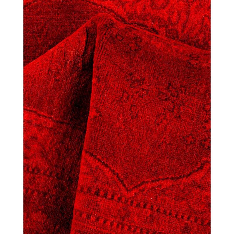 Overton Hand Knotted Wool Vintage Inspired Modern Contemporary Overdyed Red Area Rug - 2' 9" x 4' 2"