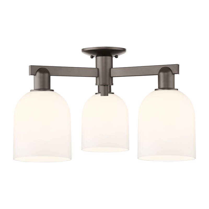 Innovations Lighting Endless Possibilities Arcadia - Bella - 3 Light 23" Semi-Flush Mount - Oil Rubbed Bronze/White