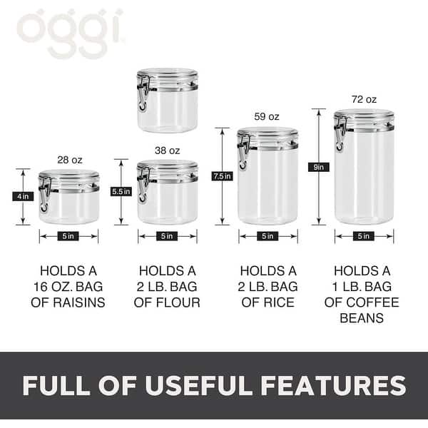 slide 2 of 5, Clear Canister Set with Clamp Lids Clear
