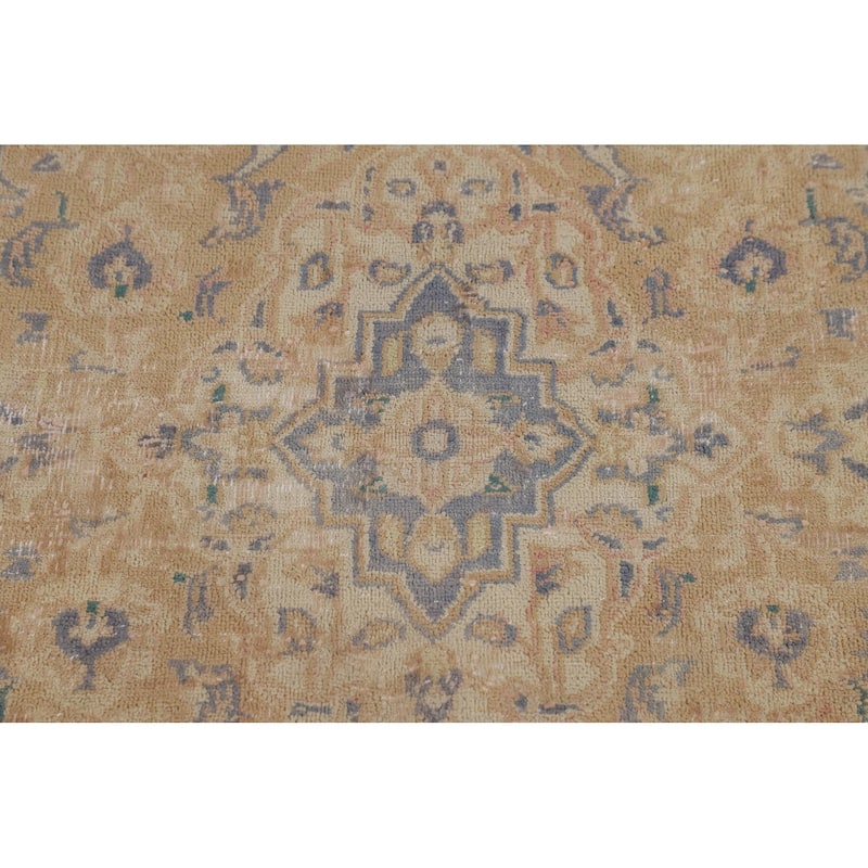 Traditional Pink Mashad Persian Vintage Area Rug Handmade Wool Carpet - 9'7"x 12'2"