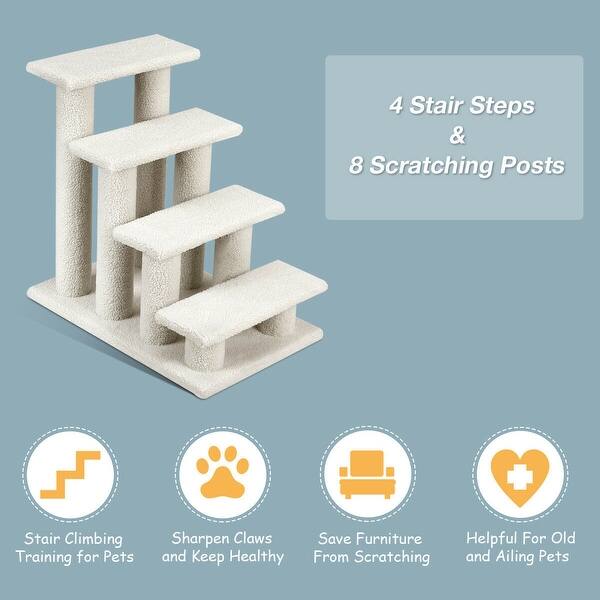 Shop Gymax 24 4 Step Pet Stairs Carpeted Ladder Ramp 8