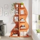 preview thumbnail 38 of 55, Corner Shelf Bookcase Bookshelf with Unique Shape for Living Room, Home Office 2PC - Orange