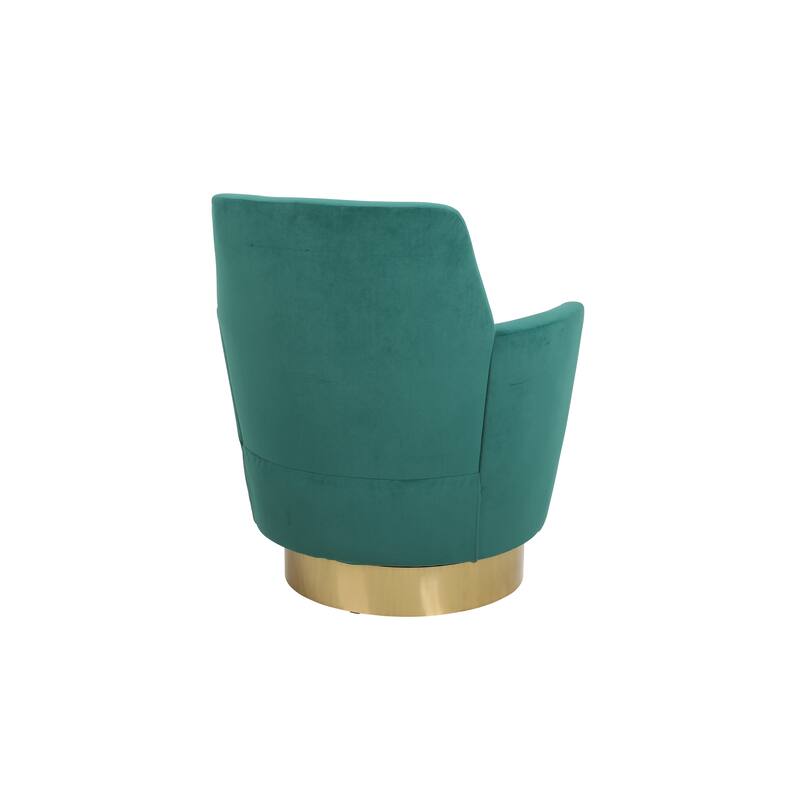 Velvet Swivel Barrel Chair with Gold Stainless Steel Base, High-Density Foam and 360° Rotation