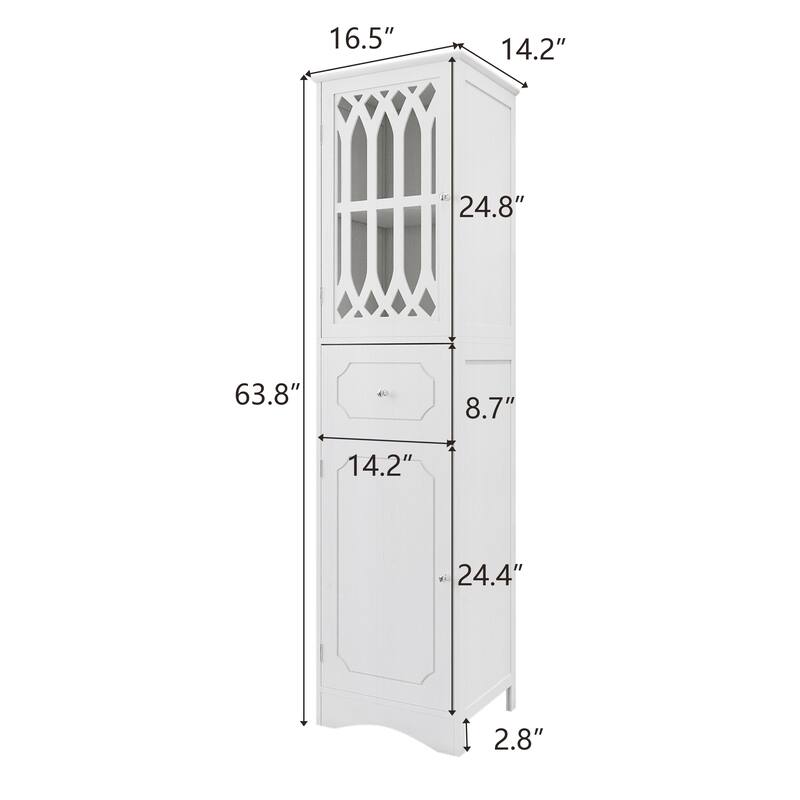 Tall Bathroom Cabinet,with Drawer and Doors,Adjustable Shelf
