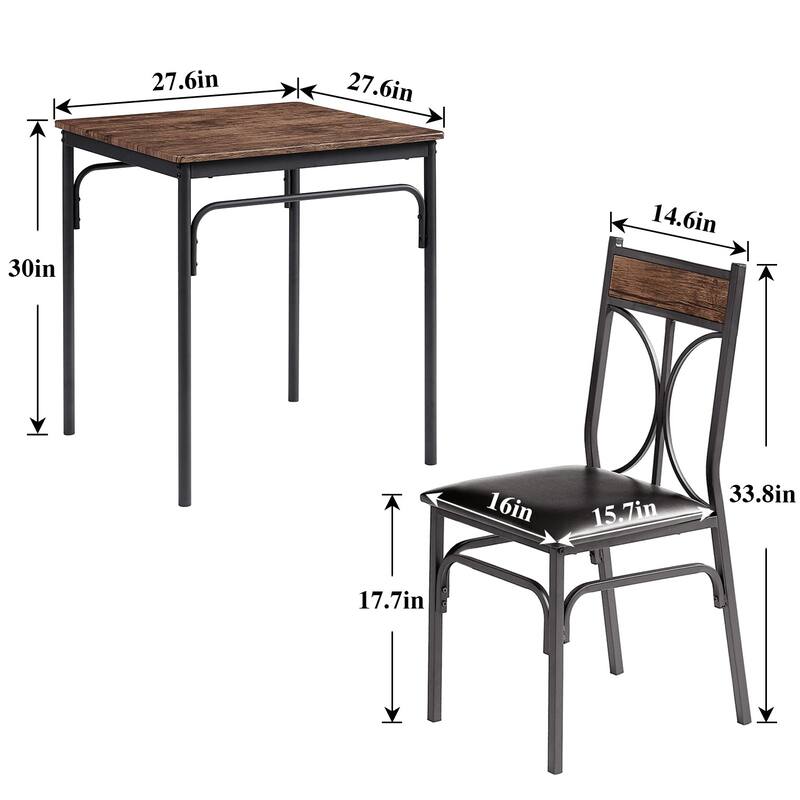 VECELO Bistro Kitchen Dining Table and Chair Set of 2 or 4, Dining Sets (3PCS/5PCS)