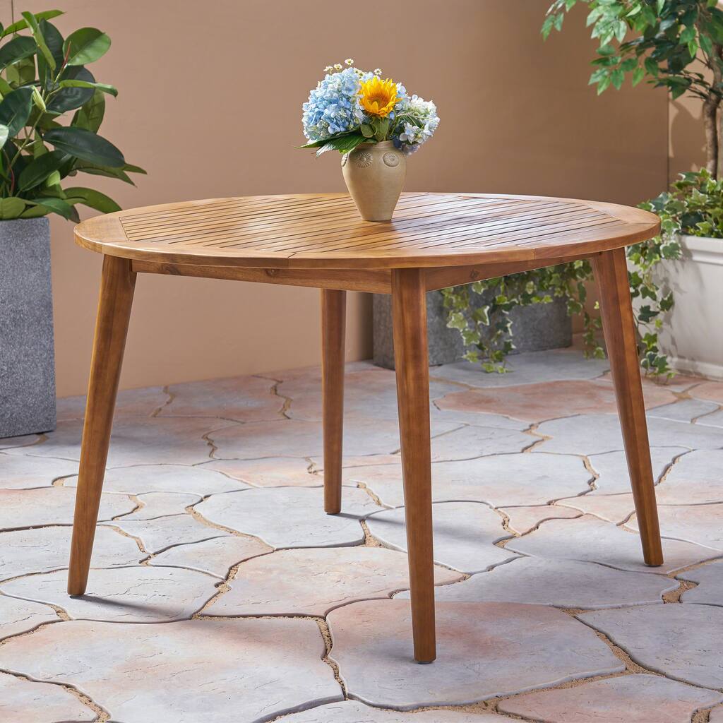 simple and sleek acacia wood dining table